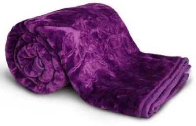 Retreat Printed Double Mink Blanket for  Heavy Winter(Woollen Blend, Purple)