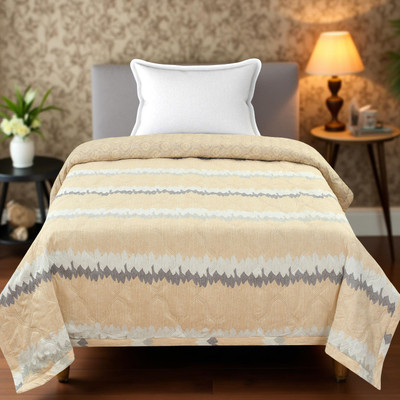 Razzai Geometric Single AC Blanket for  AC Room(Microfiber, Light Beige)