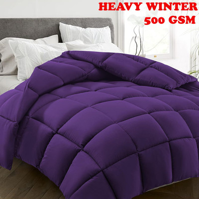 Linenovation Solid Single Comforter for  Heavy Winter(Poly Cotton, Purple)