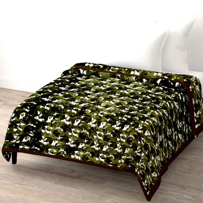 Lenovo Printed Single Mink Blanket for  Mild Winter(Microfiber, Dark Green)