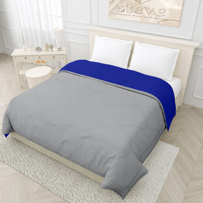 Jinaya's Solid Double Comforter for  Mild Winter(Microfiber, Blue, Grey)