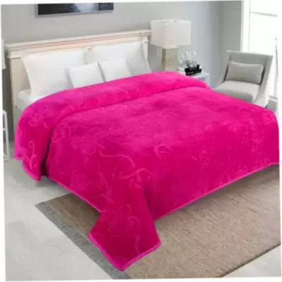 ACZO FEEL Floral Double Mink Blanket for  Heavy Winter(Microfiber, Pink)