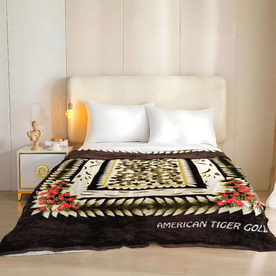 HOMIEE Floral Double Mink Blanket for  Mild Winter(Polyester, Brown)