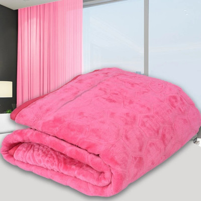 SPANGLE Self Design Double AC Blanket for  AC Room(Microfiber, Pink)