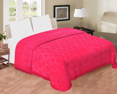 Swikon star Self Design Double Mink Blanket for  Heavy Winter(Microfiber, Pink)