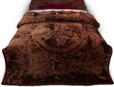 Changers Floral Double Mink Blanket for  Heavy Winter(Polyester, Brown)