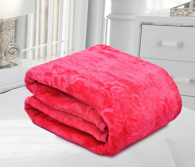 SPANGLE Self Design Double AC Blanket for  AC Room(Microfiber, Pink)