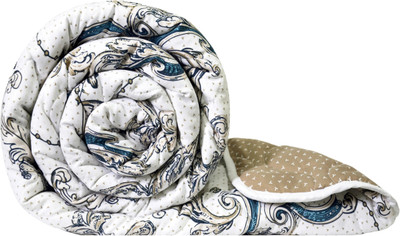 Divine Casa Printed Double Comforter for  Mild Winter(Microfiber, Almond Bluff)