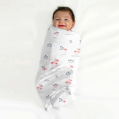 Tinylane Printed Single Swaddling Baby Blanket for  Mild Winter(Bamboo Cotton, White)
