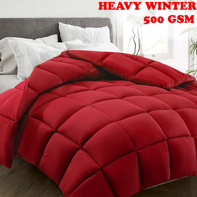 Texlux Solid Single Comforter for  Heavy Winter(Poly Cotton, Red)