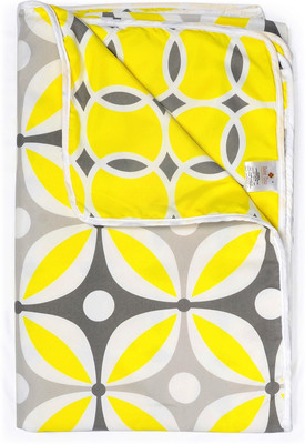 Divine Casa Printed Double Dohar for  AC Room(Microfiber, Yellow and Grey)