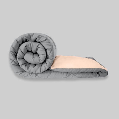 Texcasaa Solid Single Quilt for  Heavy Winter(Polyester, Peach & Grey)