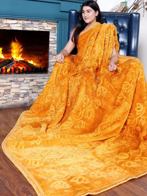 Cozy Solid Double Mink Blanket for  Heavy Winter(Microfiber, Gold)
