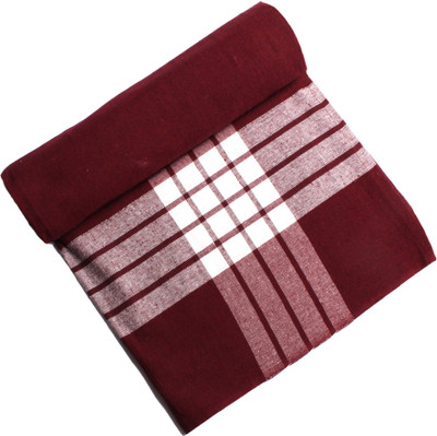 Sharan Elegance Checkered Single AC Blanket for  Heavy Winter(Cotton, Maroon)