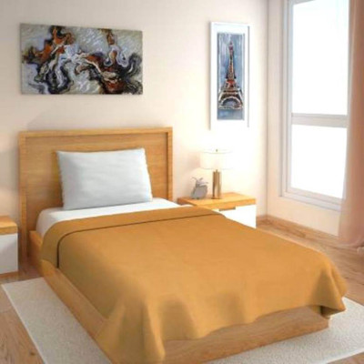 kirshinaENTERPRISES Solid Single AC Blanket for  Heavy Winter(Polyester, Camel)