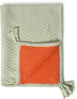 Mi Arcus Solid Single Crib Baby Blanket for  Heavy Winter(Poly Cotton, Green, Orange)