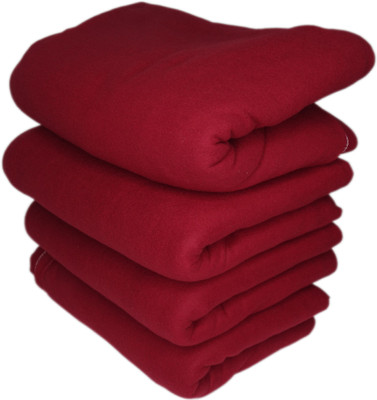 HOMIEE Solid Double Fleece Blanket for  Mild Winter(Polyester, Red)