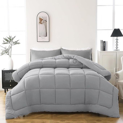 Sai Store Solid Single Comforter for  Heavy Winter(Poly Cotton, Grey)