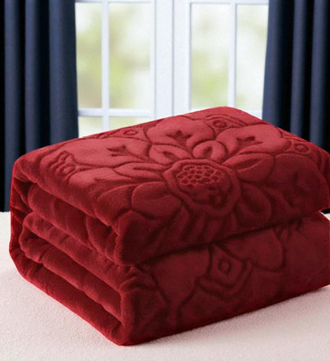 Changers Floral Double Mink Blanket for  Heavy Winter(Polyester, Maroon)