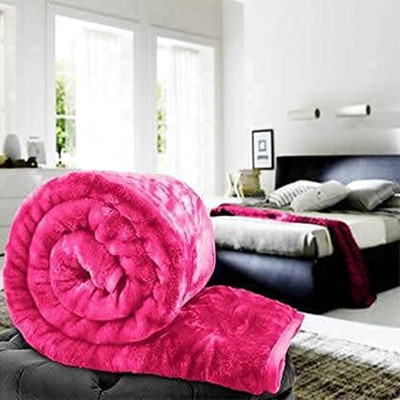 HomyReef Floral Single Mink Blanket for  Heavy Winter(Microfiber, Pink)