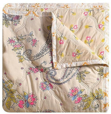 TOYAL TRADERS Floral Single Dohar for  Mild Winter(Cotton, Cream)