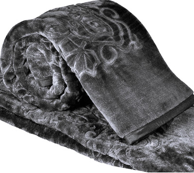 SM DECOR SINGLE BLANKET Printed Single Mink Blanket for  Heavy Winter(Polyester, Grey)