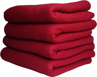 HOMIEE Solid Single Fleece Blanket for  Mild Winter(Polyester, Red)