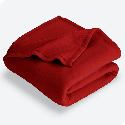 HOMIEE Solid Double Fleece Blanket for  Heavy Winter(Polyester, Red)