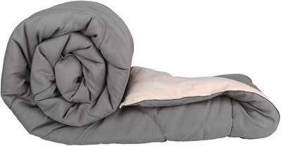 Relaxfeel Solid Double Comforter for  Heavy Winter(Poly Cotton, Peach & Grey)