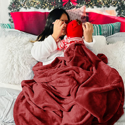 SANJU CORPORTION Solid Double AC Blanket for  AC Room(Microfiber, MAROON 43)