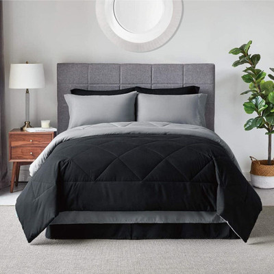 Relaxfeel Solid Double Comforter for  Heavy Winter(Poly Cotton, Black & Grey)