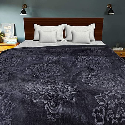 MFI Self Design Single Mink Blanket for  Heavy Winter(Microfiber, Grey)