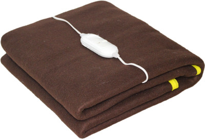 LERV'S Collection Solid Single Electric Blanket for  Heavy Winter(Polyester, Brown)