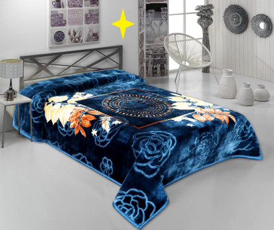 BLJ OVERSEAS PRIVATE LIMITED Floral Single AC Blanket for  AC Room(Polyester, Dark Blue)