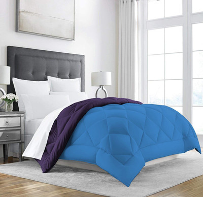 Linenovation Solid Double Comforter for  Heavy Winter(Polyester, Purple : Royal Blue)