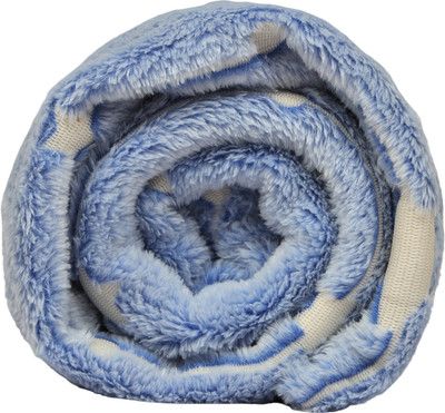 Babily Printed Crib Woollen Blanket for  AC Room(Polyester, Sky blue)