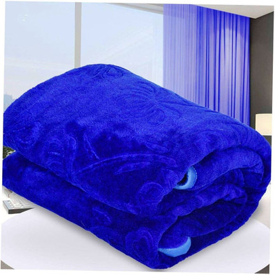 Changers Self Design Double Mink Blanket for  Heavy Winter(Microfiber, Blue)