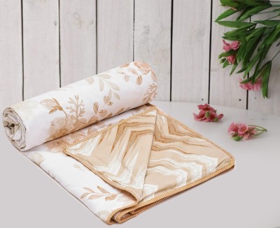 Flipkart SmartBuy Floral Single Dohar for  AC Room(Cotton, Light Brown ,White)