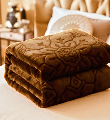 Changers Floral Double Mink Blanket for  Heavy Winter(Polyester, Brown)