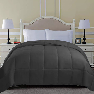 Linenovation Solid Single Comforter for  Heavy Winter(Poly Cotton, Grey)