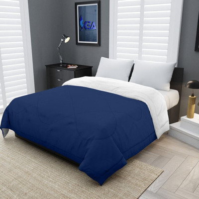 Sai Store Solid King Quilt for  Heavy Winter(Poly Cotton, Blue & White)
