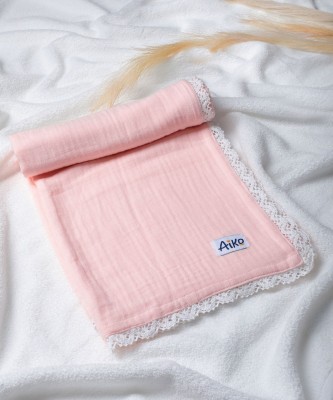 Aiko Solid Double Swaddling Baby Blanket for  Mild Winter(Muslin, Peach)