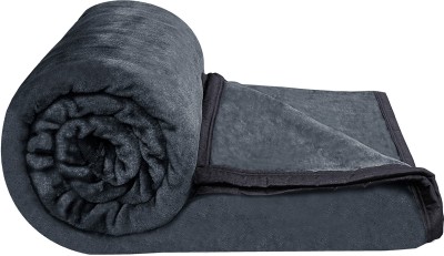 BSB HOME Embroidered Single Mink Blanket for  Heavy Winter(Polyester, Dark Grey)
