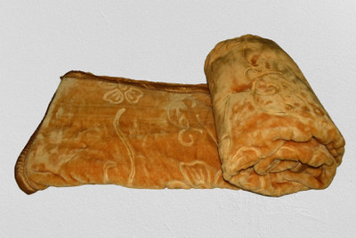 GKM Floral Double Mink Blanket for  Heavy Winter(Polyester, Brown)