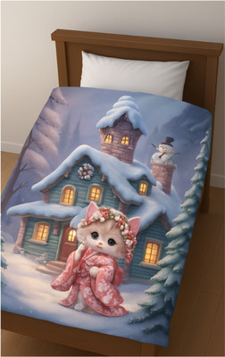 RAJ LAXMI INDUSTRIES Printed Single Comforter for  Mild Winter(Poly Cotton, Blue, Lavender)