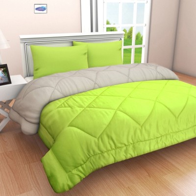 Relaxfeel Solid King Quilt for  Heavy Winter(Poly Cotton, Parrot Green & grey)