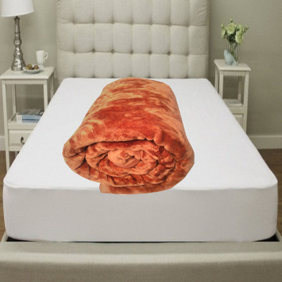 Oshano Floral Double Mink Blanket for  Heavy Winter(Polyester, BROWN 3)