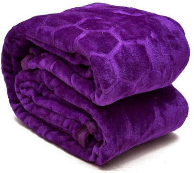Convalexa Floral Single Mink Blanket for  Heavy Winter(Microfiber, Purple)