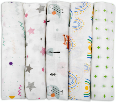 LazyToddler Animal Single Swaddling Baby Blanket for  Mild Winter(Muslin, Multicolor)