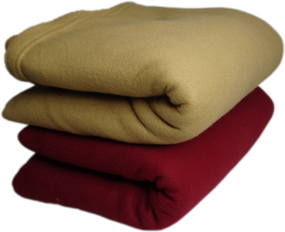 HOMIEE Solid Double Fleece Blanket for  Heavy Winter(Polyester, RUST&RED)